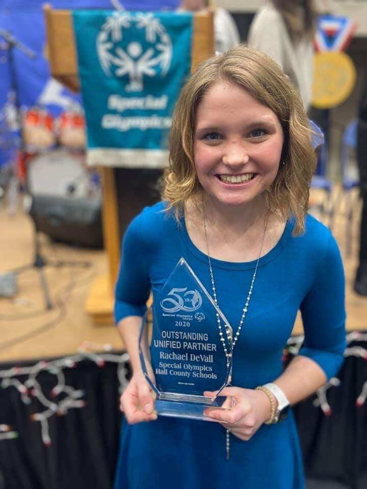 Rachael with her Outstanding Unified Partner award